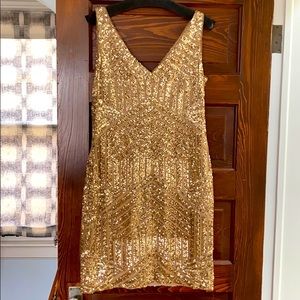 Ralph Lauren Lauren Gold Sequin Dress
